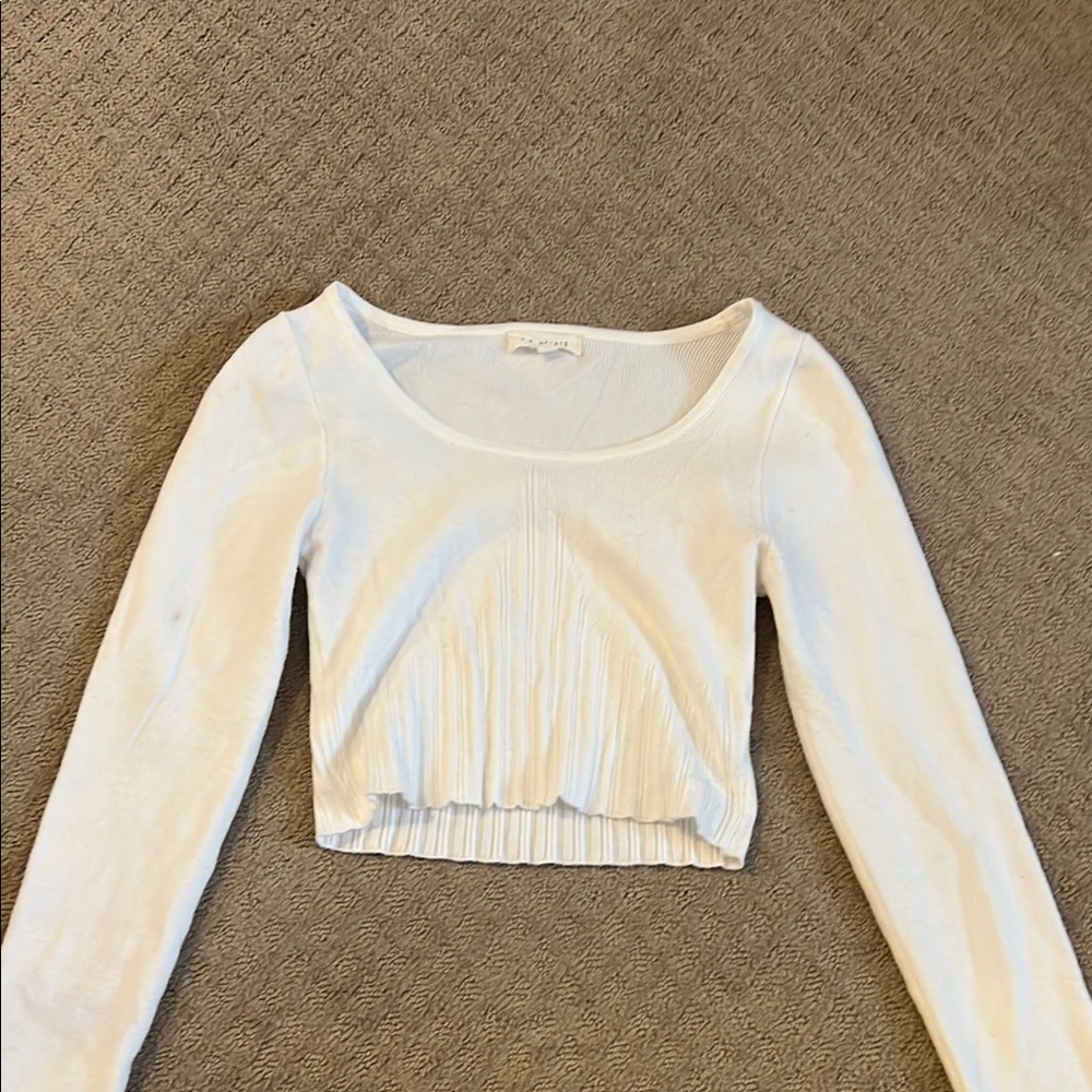 Ribbed White Long Sleeve Top
